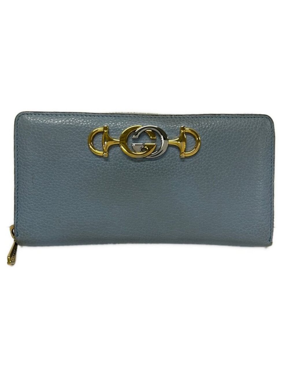 Gucci Wallet Zumi Light Blue Zip Around Leather